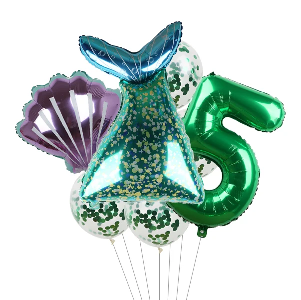 Mermaid Gradient Color Party Balloons 32 inch Number Birthday Children Decor