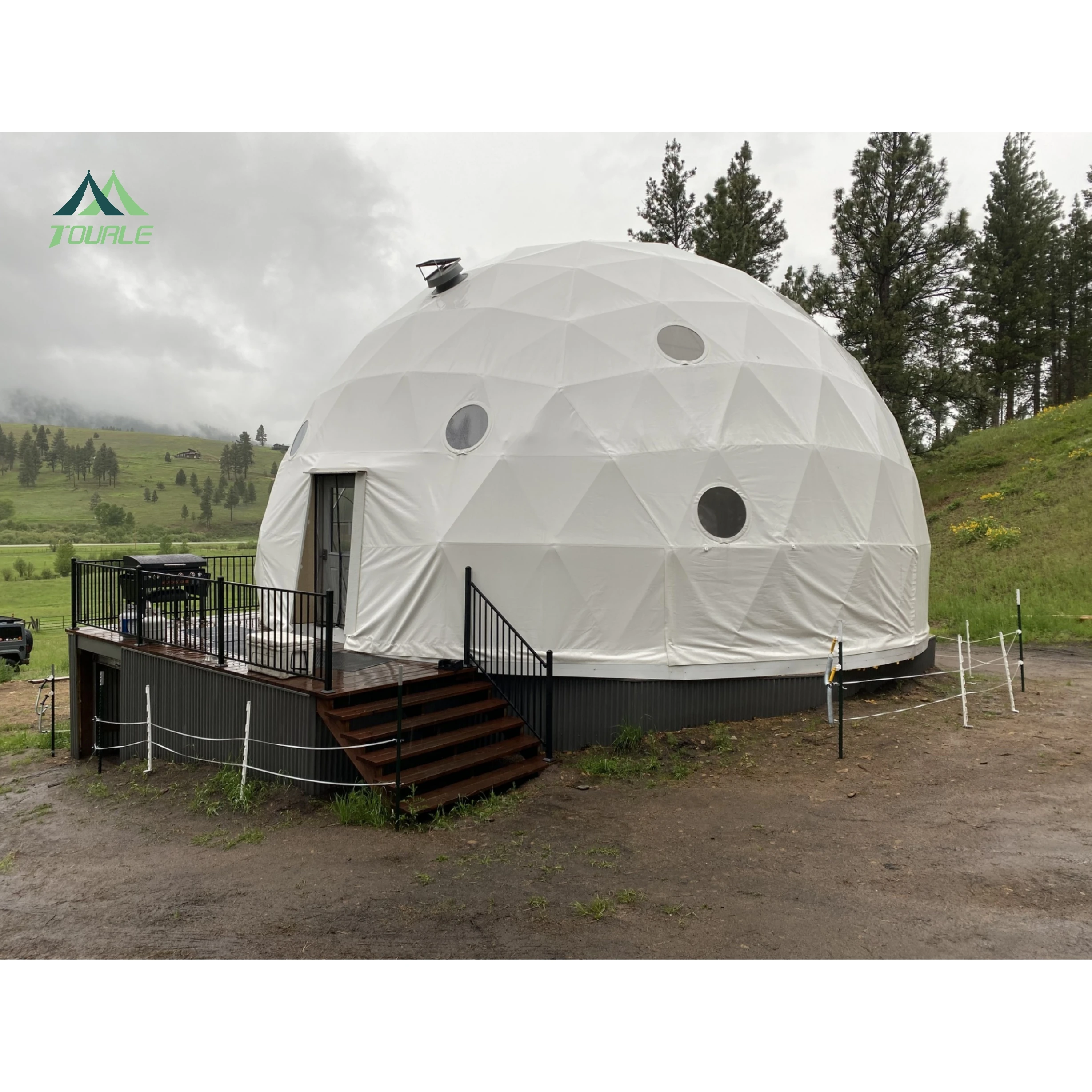 11m diameter igloo geometric steel shelter structure hotel luxury house Outdoor geo round glamping dome tent