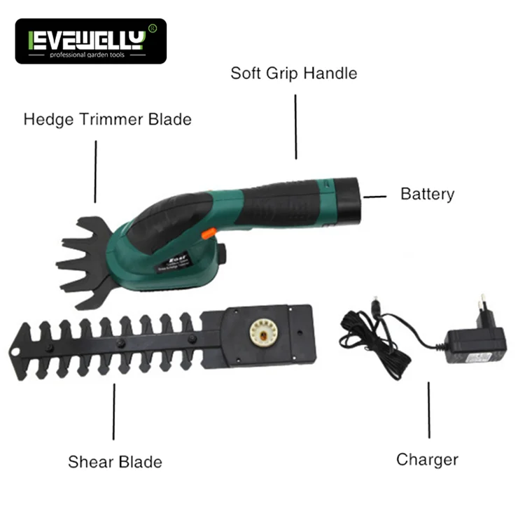 Portable  7.2v 2 In 1 Wireless Lithium Battery Shrub Pruning Shear Powerful Battery Garden Hand Hedge Trimmer