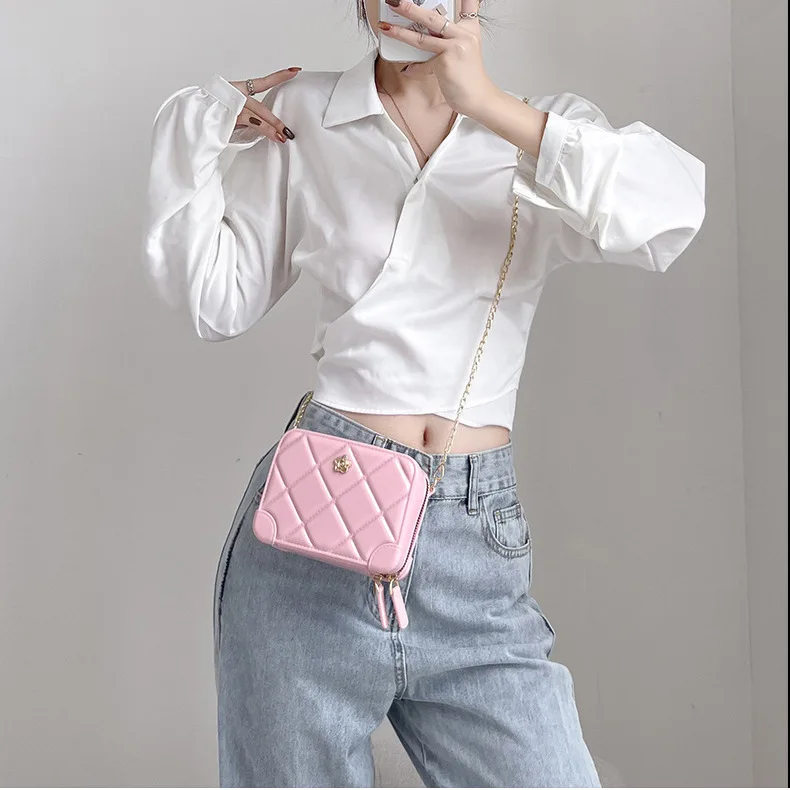 2021 Summer Hot Selling Bag Jelly Women Handbags Square Camera Bag with Chain