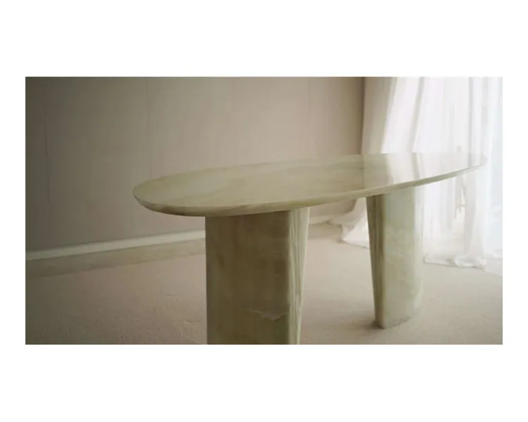Backlit Stone Table Natural Onyx Stone Furniture Translucidus  Green Onyx Table