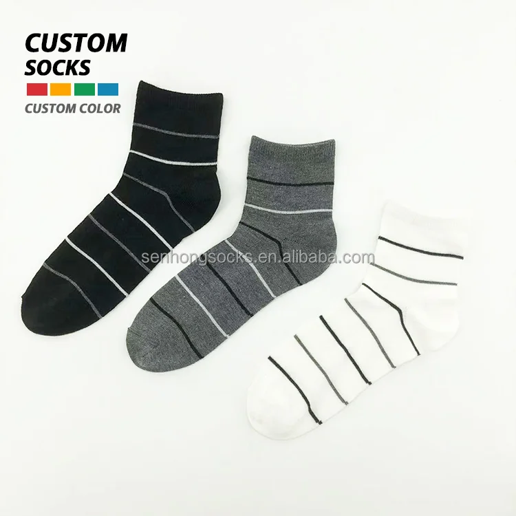 OEM Cheap Ankle Cotton Socks Custom Striped Breathable Casual Unisex Daily Wear Socks