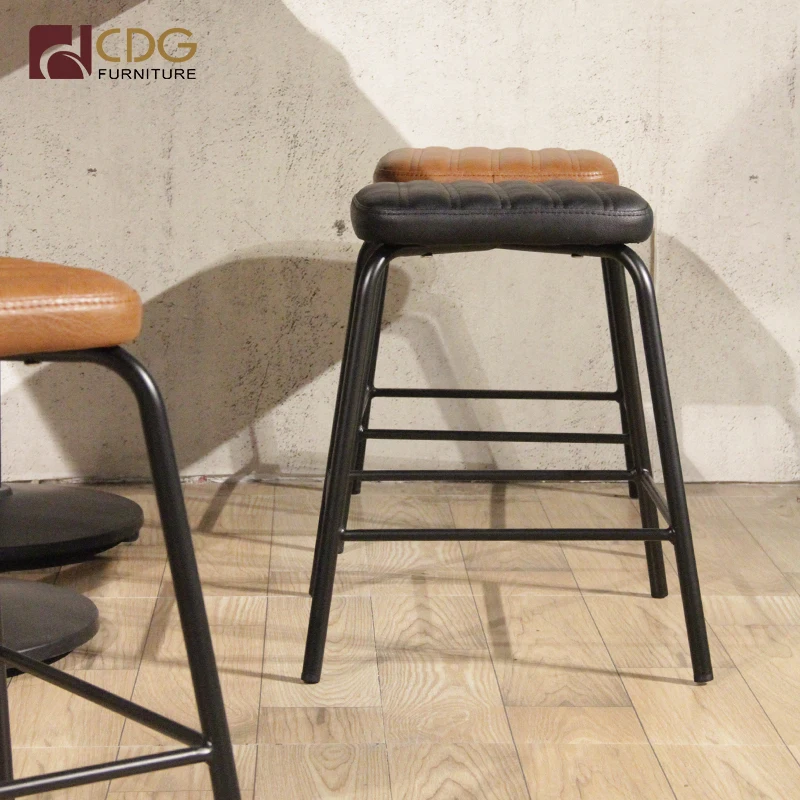 Indoor Modern Commercial Furniture Stacking Restaurant Dining Counter Cushion Stool Chair