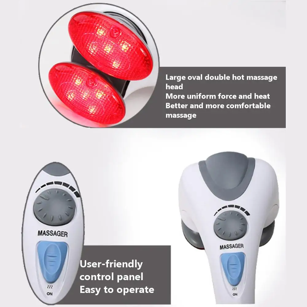 electric dual head powerful shiatsu infrared handheld neck back massager vibration hammer