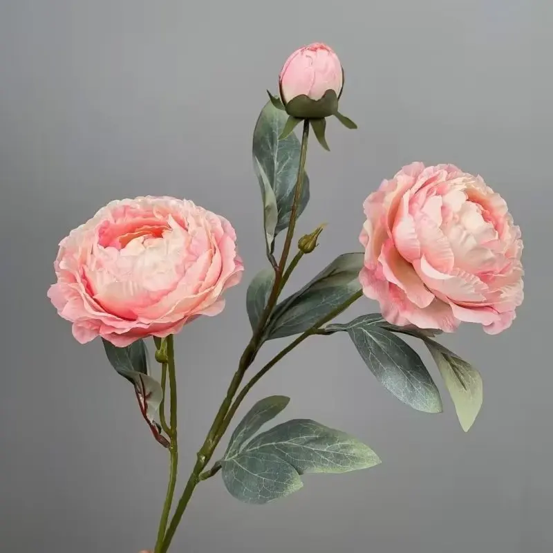 2024 Factory new design artificial peonies preserved realistic pink red white silk artificial peony bouquet