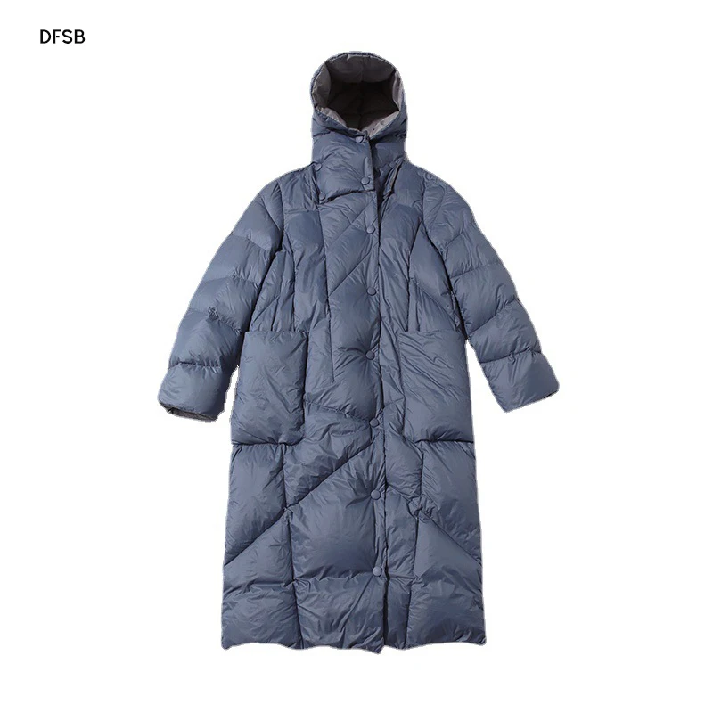 wholesale coat women zipper warm puffer coat bubble long down jacket ladies popular warm detachable hat parka