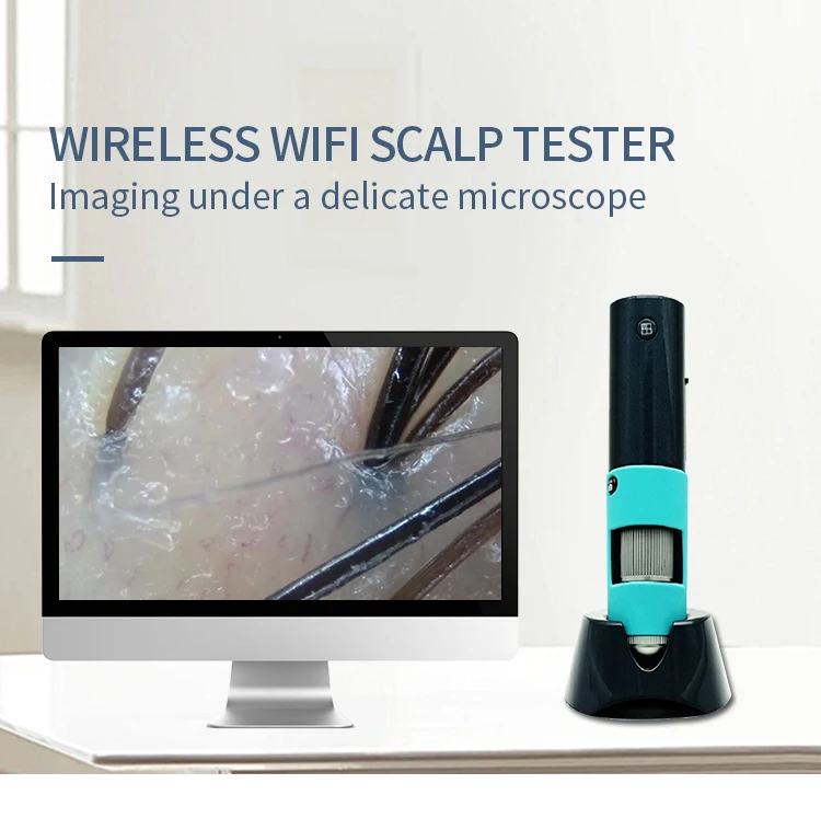 HD scalp camera wirelessly connected to mobile phones and tablets compatible with Android iOS windos system