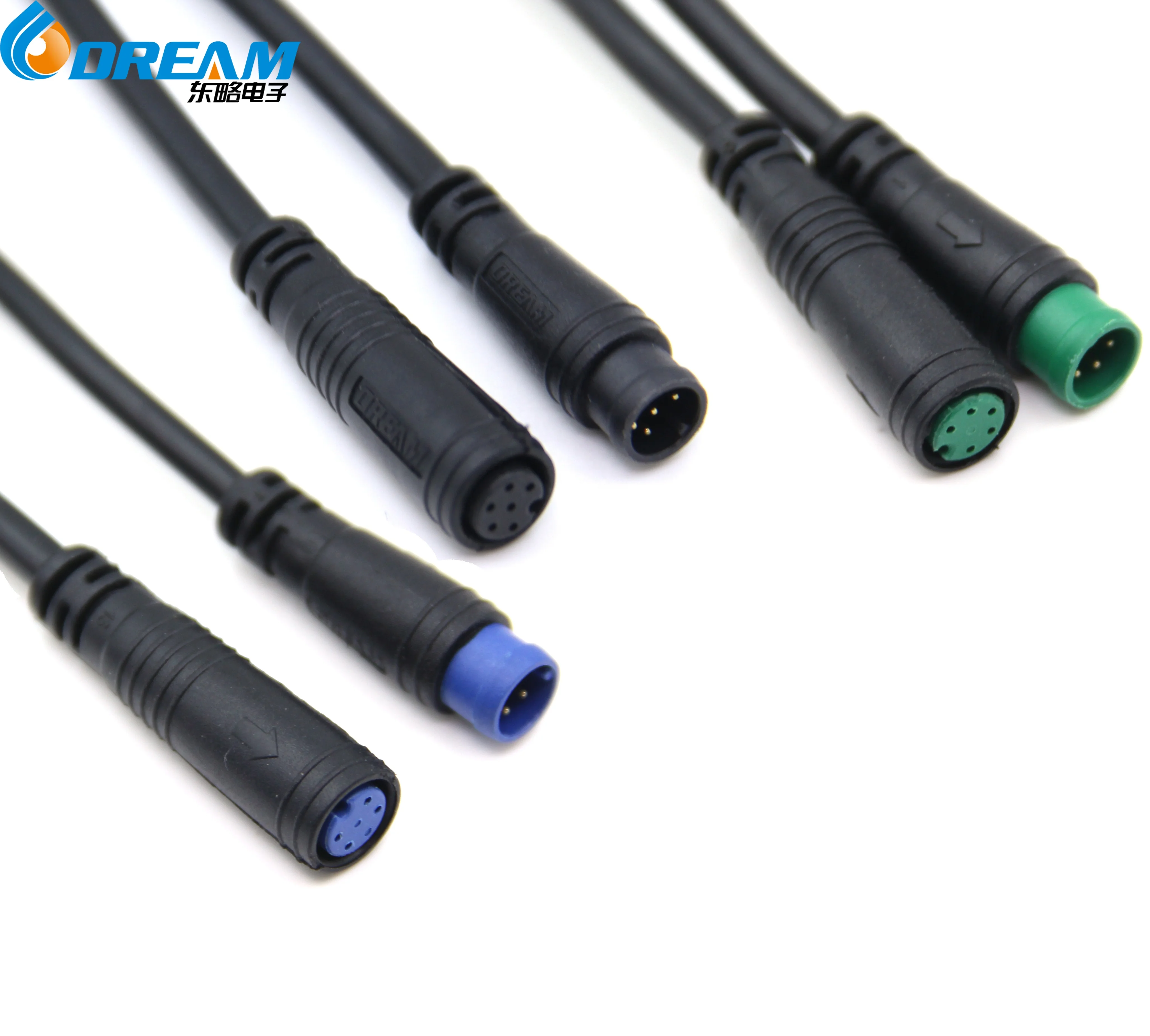 Male or Female 2pin 3pin 4pin 5pin 6pin M8 Electric Bike Connector IP65 Waterproof Connector