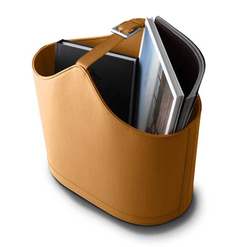 Luxury Custom Home Decoration Pu Magazine File Holder Nordic Newspaper Magazine Organizer Faux Leather Magazine Storage Basket