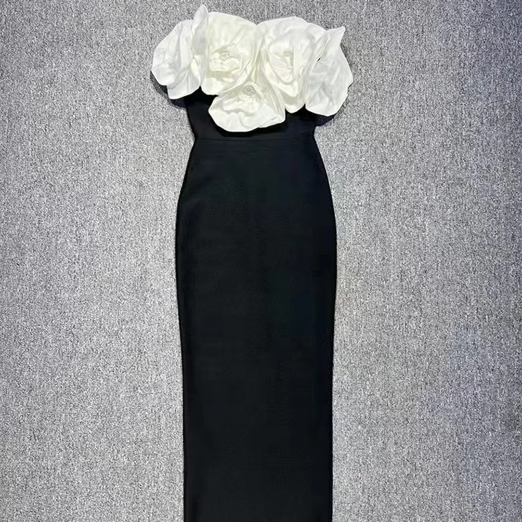 Knitted Summer Styles Black Women Maxi Dress Off-shoulder Ladies Night Club Party Dress