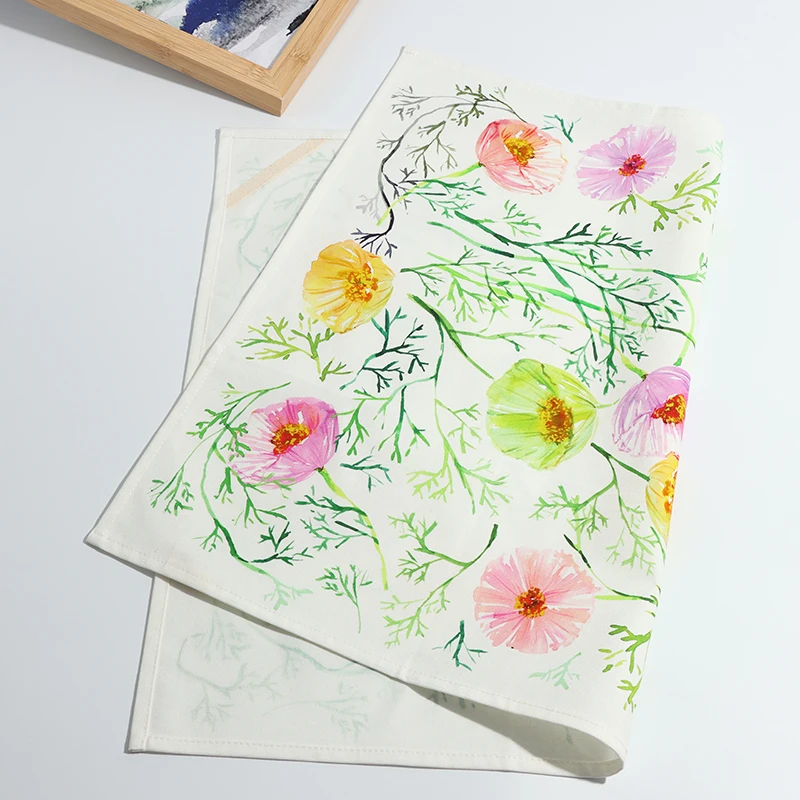 HOSHOM Custom Design Fruit Floral Eco-friendly Kitchen Swedish Dishcloth Biodegradable Cellulose Sponge Cloths With Print