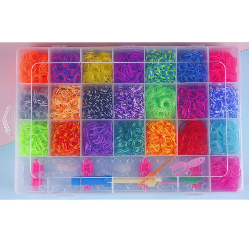 Hot Sale Wholesale 40-Grid Rainbow DIY Rubber Band Handmade Bracelet Making Educational Toy for Children Sewing & Weaving Toy