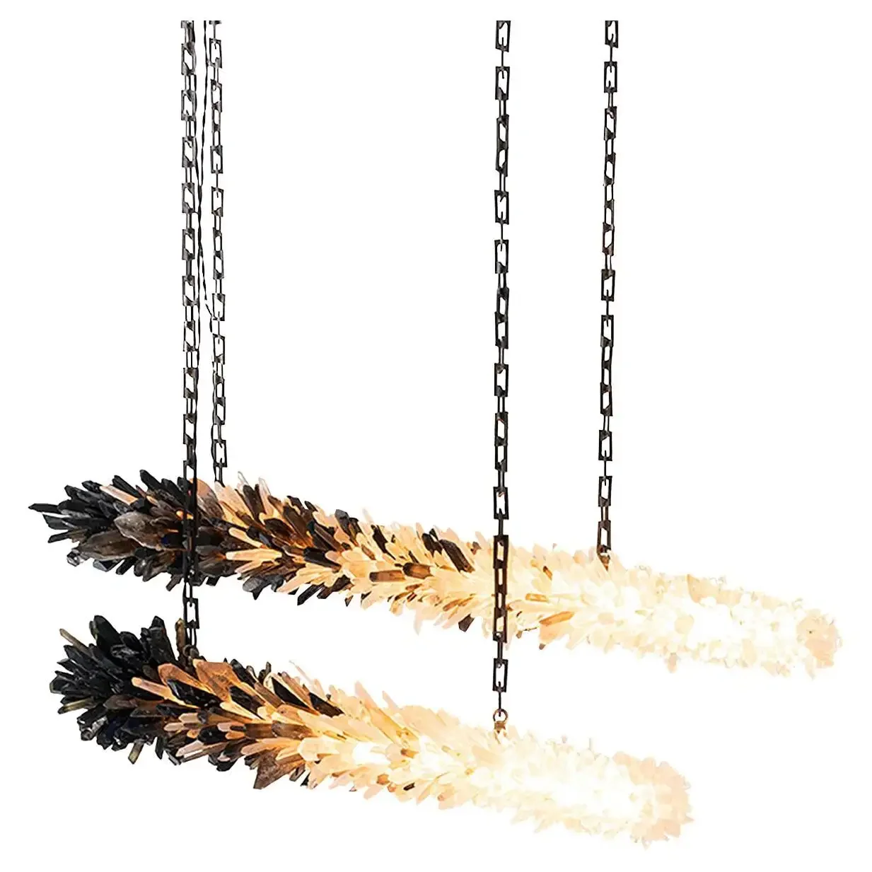 Modern Christopher Modern Clear & Smoky Quartz Crystal Light Sculpture Meteor LED Pendant Lamp for Living Room Dinning Roo