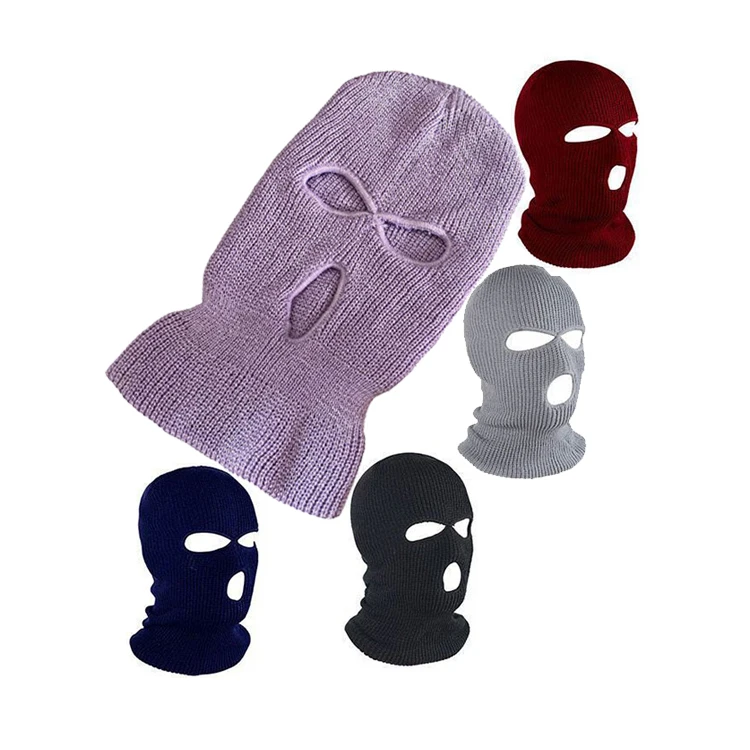 Wholesale Winter Warmly Comfortable Knitted Men Skull Face Three Hole Ski Mask Hood Custom Balaclavas