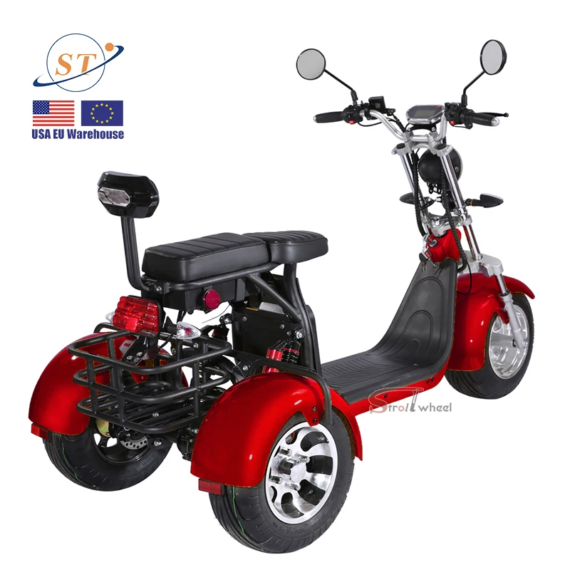 eu warehouse eec Adult three wheel bicycle Lithium Battery 60V 20Ah 2000w 3 wheel electric scooter citycoco electric motorcycle