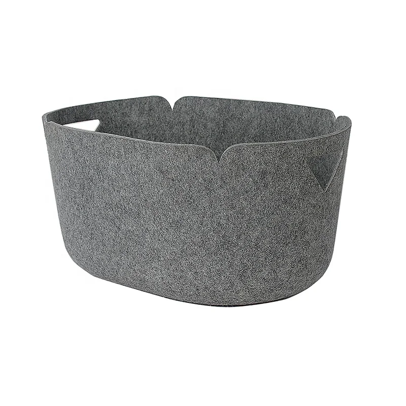 New High Capacity Durable Recycled PET Felt Firewood Hamper Storage Basket Laundry Tote With Handle For Dirty Clothes