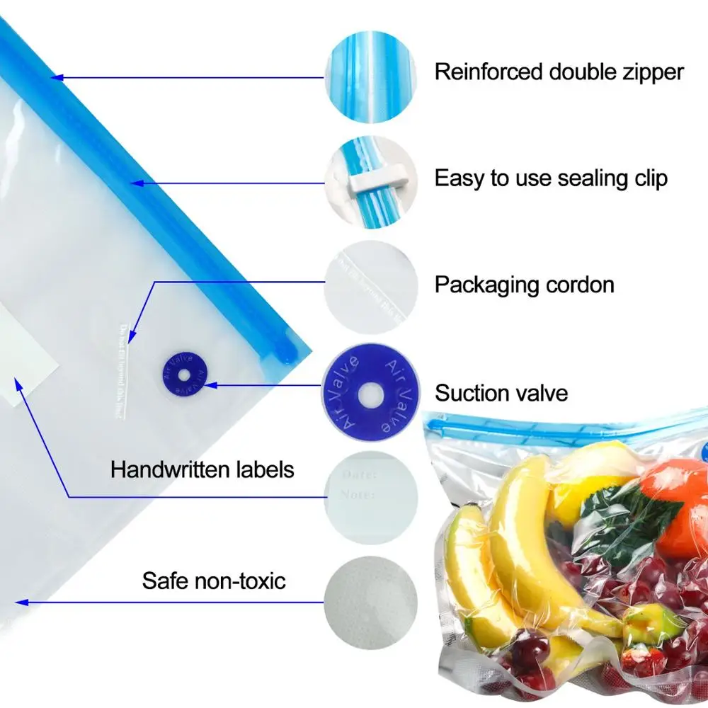 Sous Vide Bags 30 Reusable Vacuum Food Storage Bags Sous Vide Bag Kit 3 Sizes BPA Free (Premium)