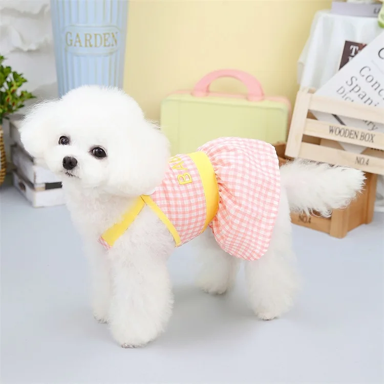 Baby Plaid Cool Summer Dog Dress Cute Design Korean Style Pet Dress Pet Clothes Thailand Dog Clothes Summer Dog Clothes 2023