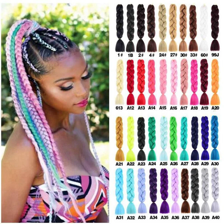Jumbo Hair Braid Crochet Pre Stretched Heat Resistant Fiber 24 Inch For African Braided Synthetic Ombre Braiding Hair