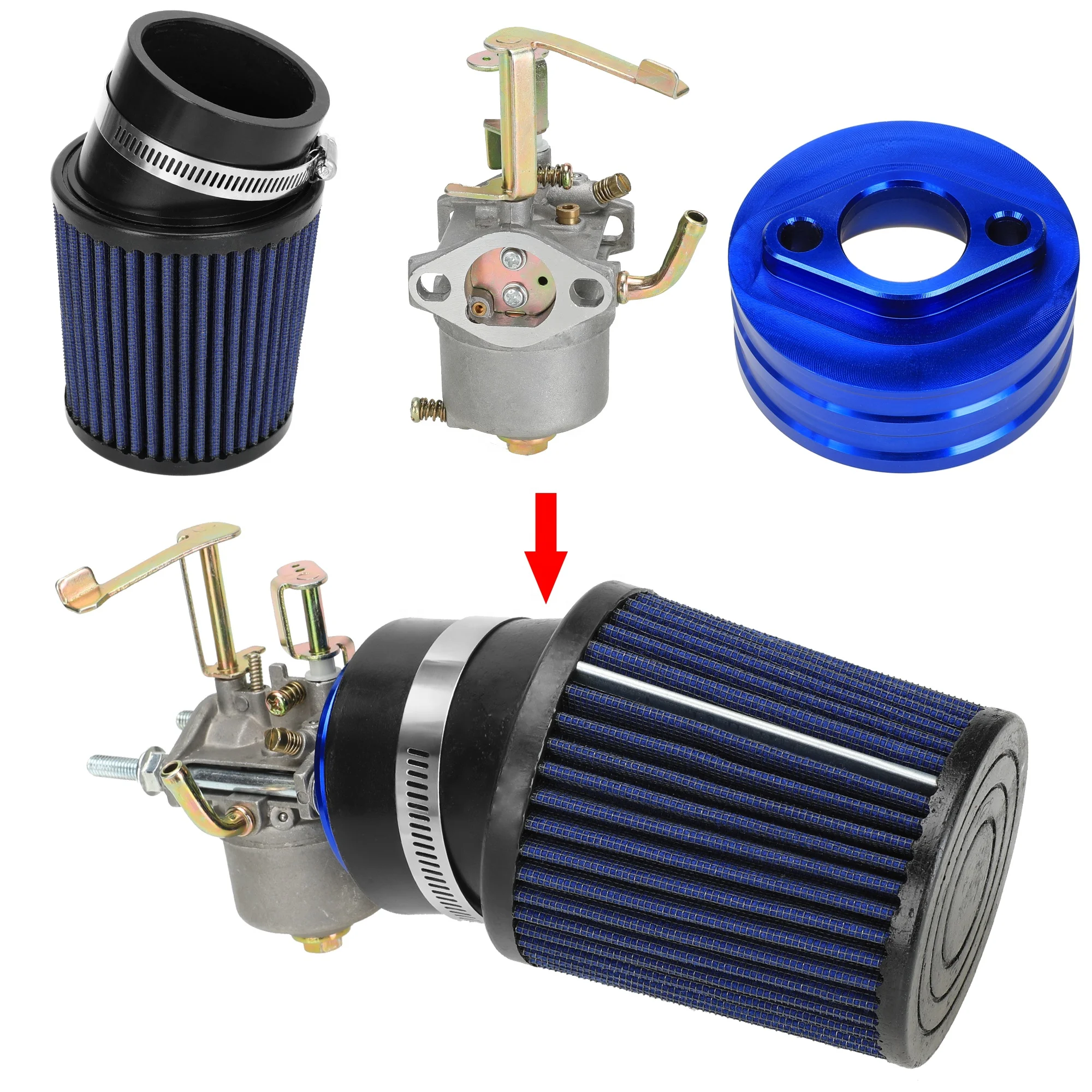HIAORS Carburetor Carb Air Filter Adapter Kit for 79cc Predator 98cc 100cc 3HP Coleman CT100U CC100X Mini Bike CK100S Go Kart