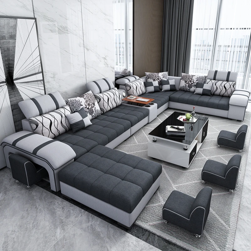 Maxky Modern Italian Fabric Sectional Sofa Home Furniture Set Modern Design Couch Luxury U Shape Sofa Other Living Room Sofa