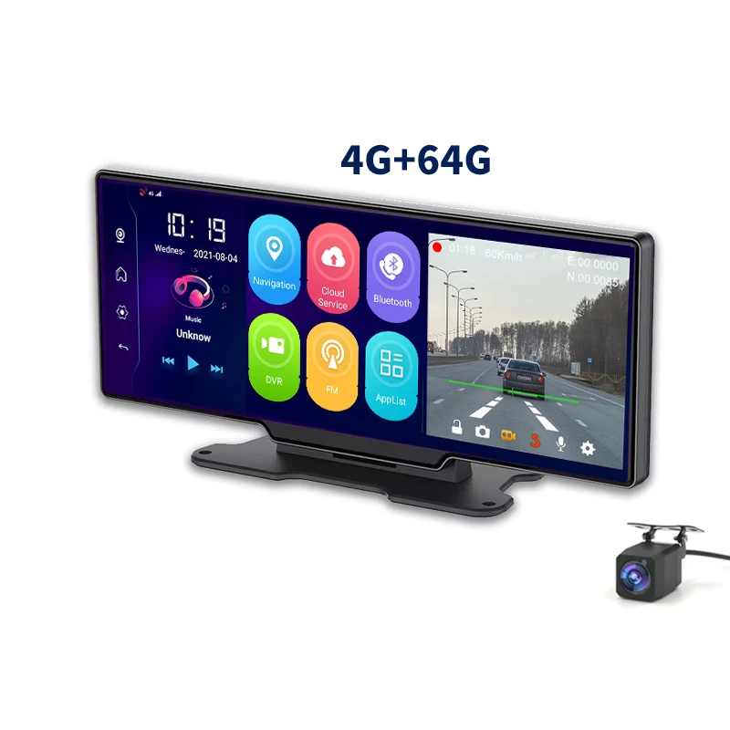 10,26 дюймовый автомобильный видеорегистратор 4G WiFi GPS навигация приборная панель с двумя объективами Android 10 Автомобильный видеорегистратор камера 1080P зеркало заднего вида видеорегистратор