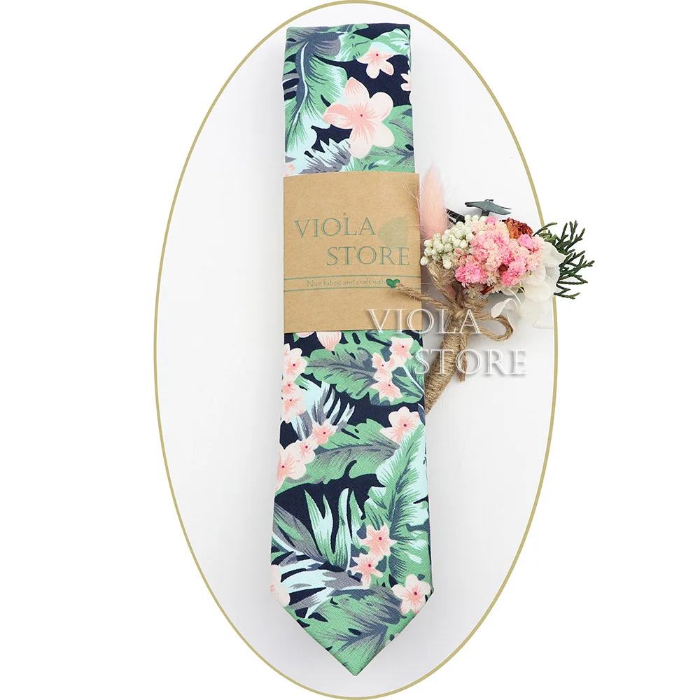 Подарочная коробка, роскошный набор брошей в виде тропического растения, зажим для сухих цветов, хлопковый галстук 6,5 см, праздничный галстук, аксессуары для костюма с цветочным принтом
