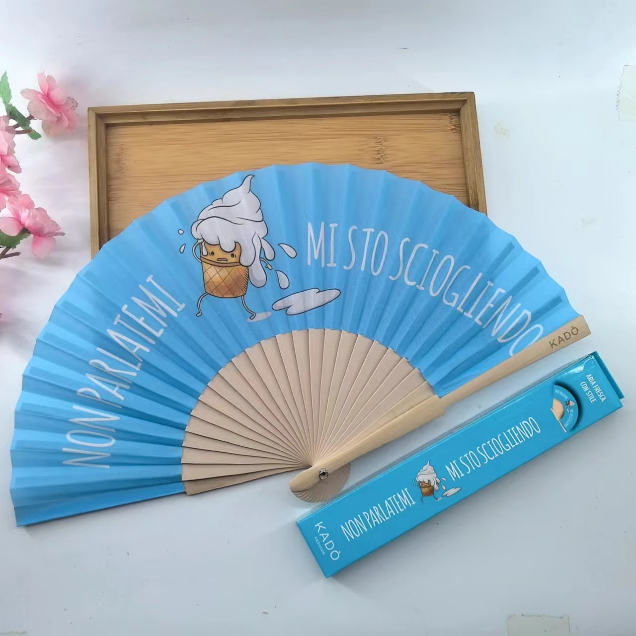 Hot Sale 23cm Crafts Handy Fans Wood Hand Fans Folding Fans for Brands Promotion