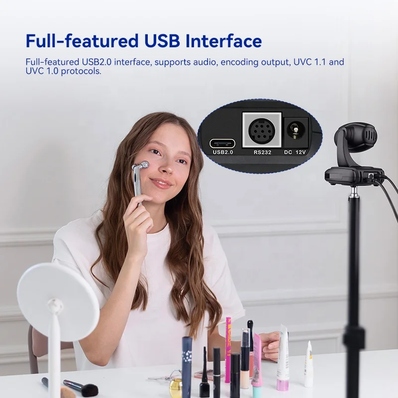 Rocware cost effective HD 1080P 3X Optical Zoom 16X Digital Zoom Mini PTZ USB video camera for zoom meeting google meet Teams