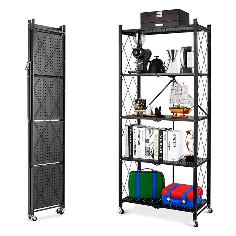 3/4 /5 Layer Home Storage Removable Metal Durable Folding Shelf Lightweight Display Kitchen Storage Rack Folding Rack