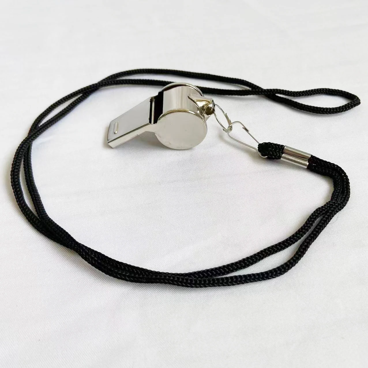 black cord Metal whistle sports events and  basketball soccer ball referee Stainless steel whistle