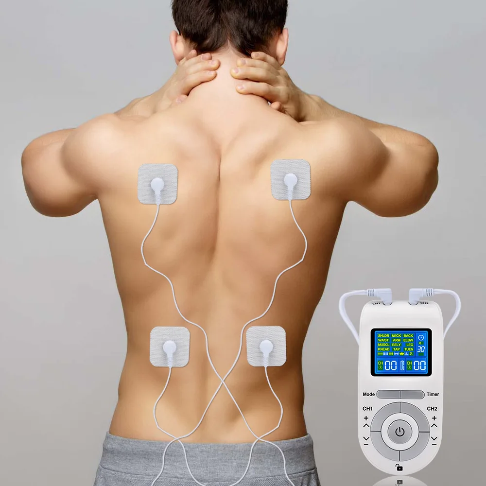 12 Pragrams 4PADS Physical Therapy TENS EMS Massager Electrical Muscle Stimulation Machine Electrodos Tens Unit WITH Battery