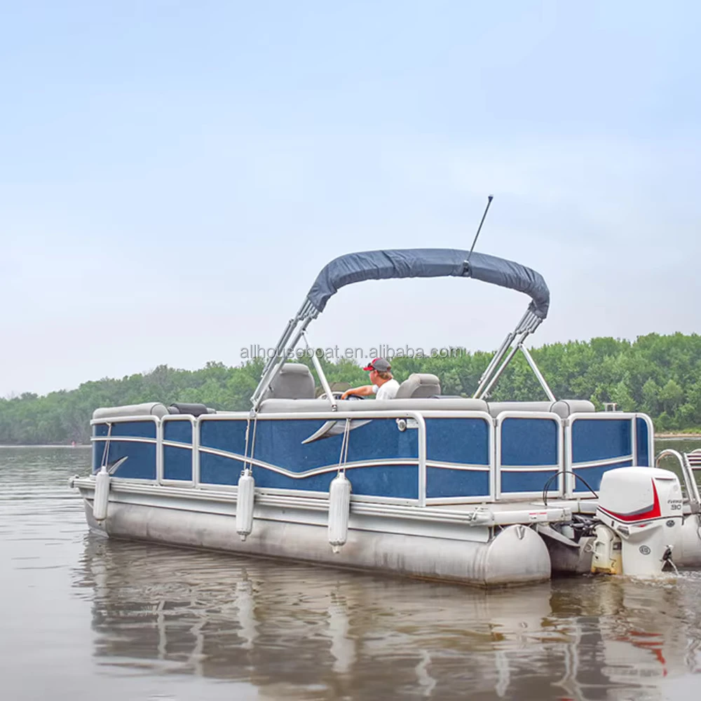 Allhouse Pontoon Boat 23 Ft Luxury Floating Pontoon Boat Fiberglass Yacht Pontoon Boat with Arch