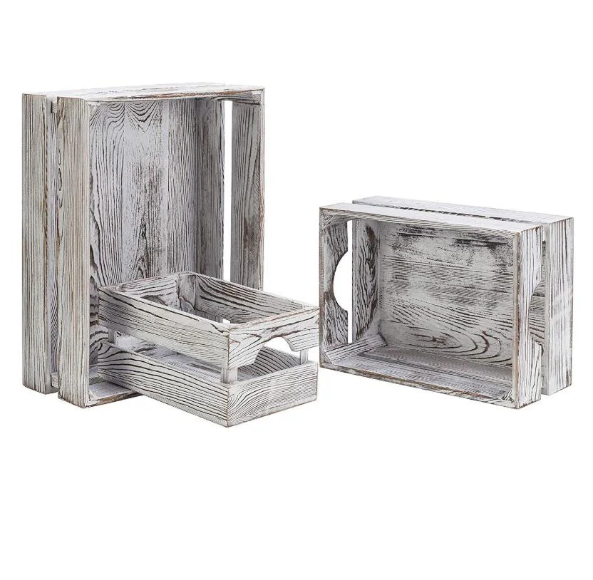 Wholesale Vintage Farmhouse Decor Handmade Rustic Cheap Wooden Storage Vegetable Fruit Crates For Sale