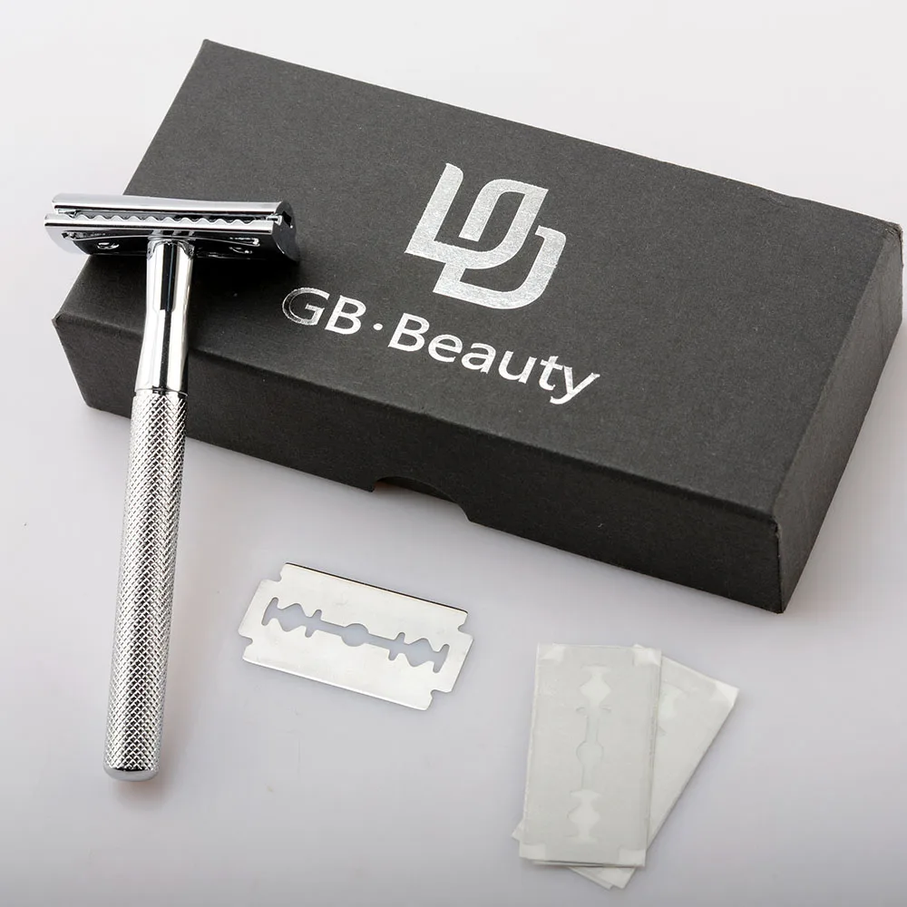 
Classic Doule Razor Blade Silver Shine Safety Shaving Razor 