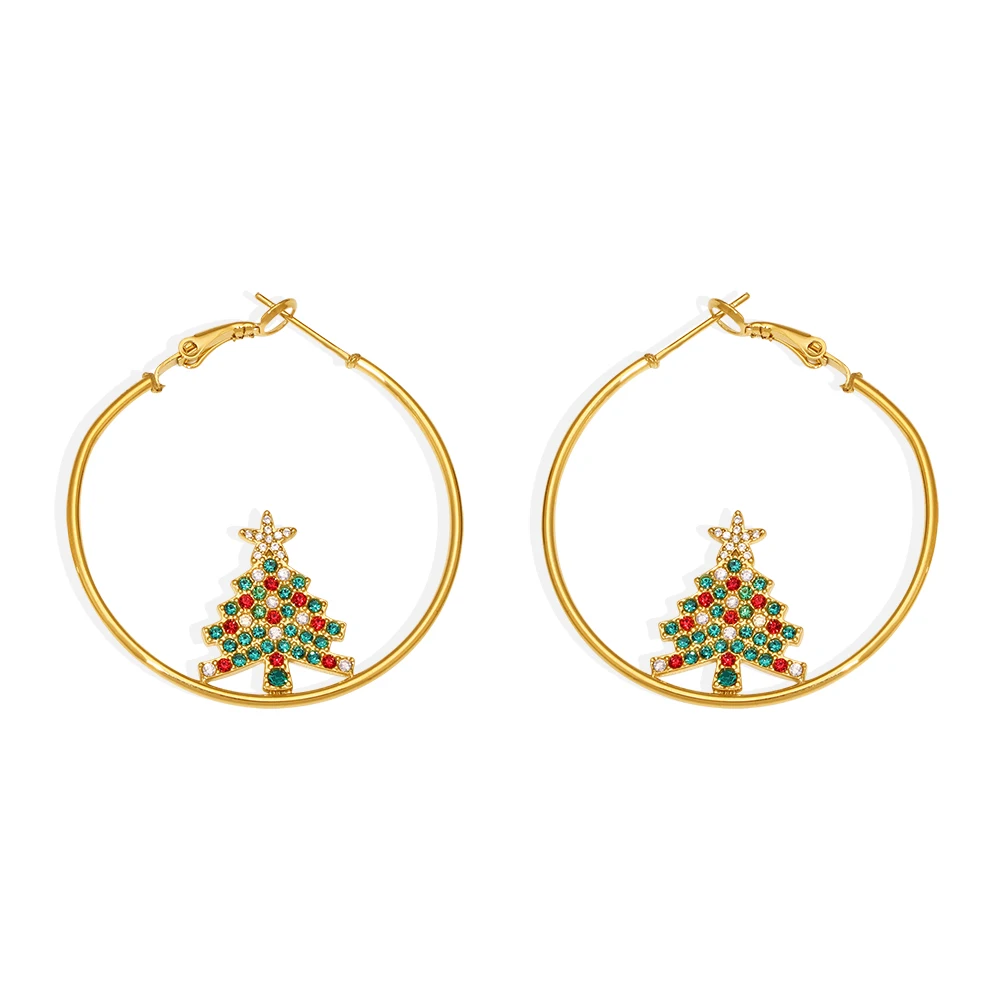 Selling fashion light luxury color zircon Christmas tree earrings
