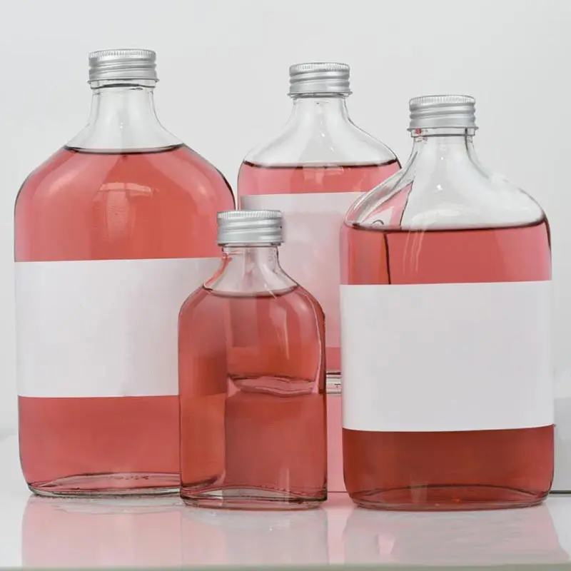 50ml 100ml 200ml 250ml 350ml  500ml Clear Juice Glass Bottle for Juice Beverage Drinks Milk