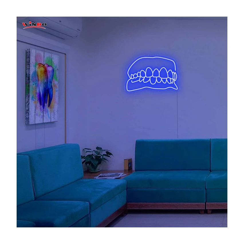Winbo Dropshipping Custom led light neon sign Room Home Decoration Free design neon Teeth sign