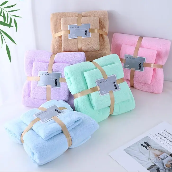 Упаковка класса люкс отлично впитывающая влагу красочные Ванная комната из микрофибры с защитой от падения кораллового флиса красного розового цвета банные полотенца набор дизайном для