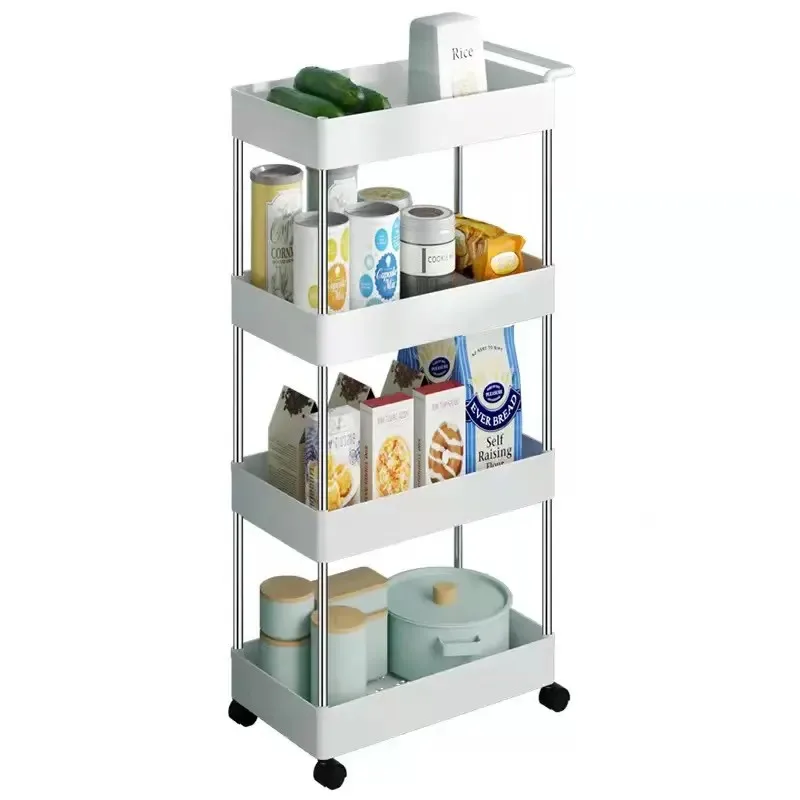 Nordic 5Tier Folding Utility Cart with Rolling Wheel Easy Load Home Metal Storage Trolley for Office and Kitchen Use