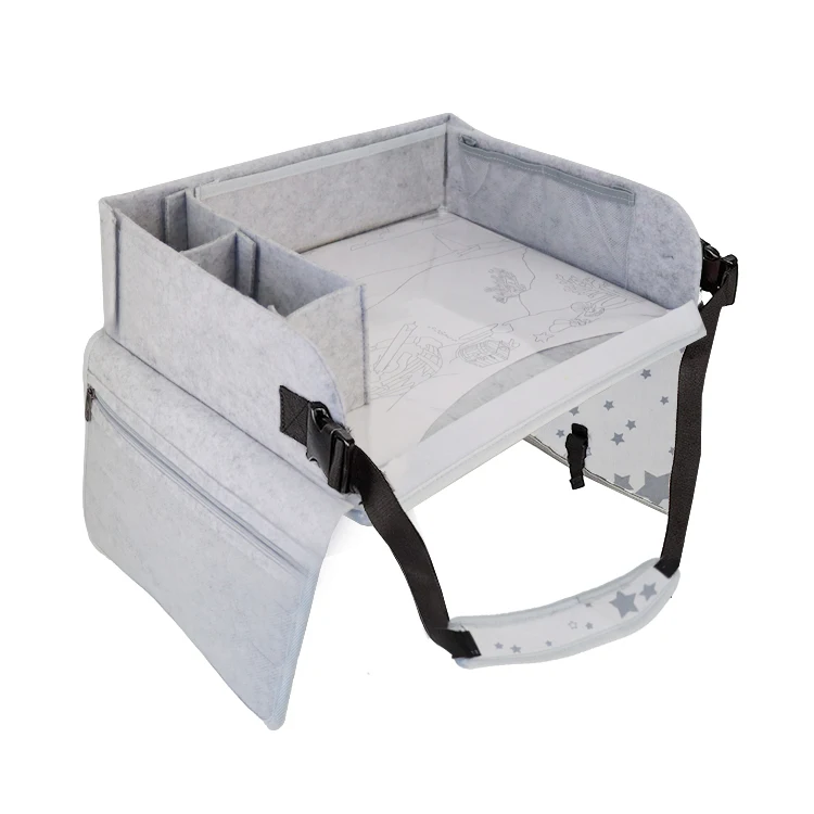 Kids Travel Tray for Toddler Car Seat, Road Trip Essentials Accessories Tablet iPad Holder Stand