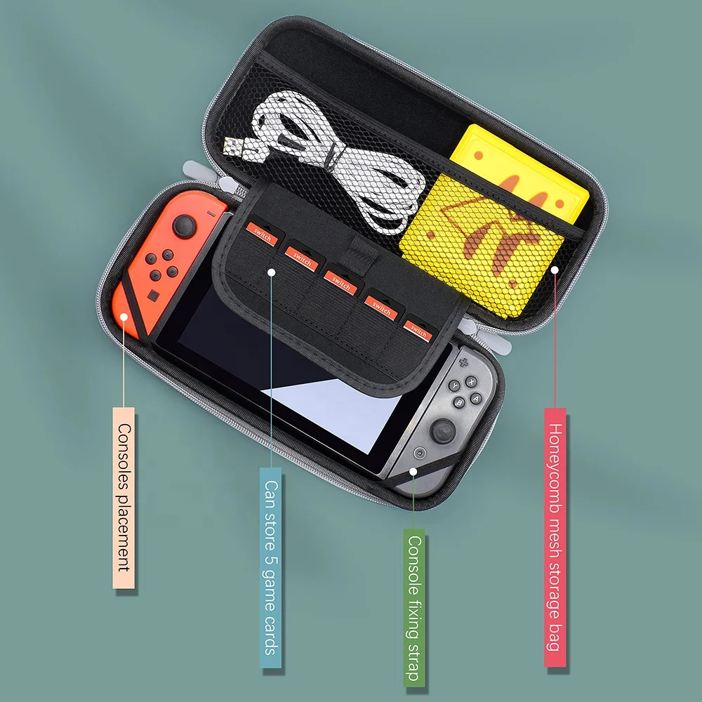 Жесткий чехол Nintendo Switch EVA с отделениями для карт игровой консоли и аксессуаров Портативная сумка