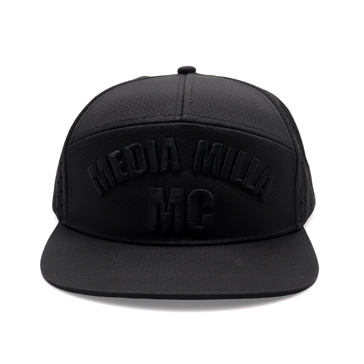 OEM Custom 7 Panel Flat Brim Embroidery Logo Luxury Laser Cut Drilling Hole Waterproof Snapback Caps Hat