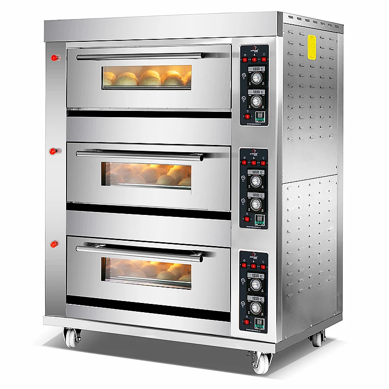 Golden Chef Top Commercial Baking Oven Machine Mechanical Control Professional 3 Deck 6 Trays Bakery Gas Oven