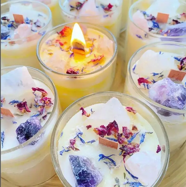 holiday gift customized logo soy scented crystal stone candles/candel luxury