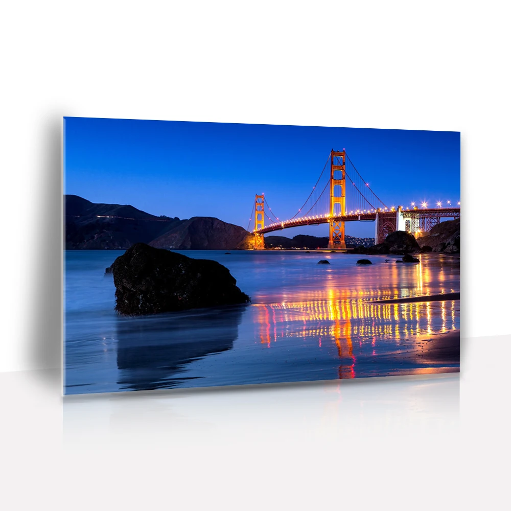 Custom High Resolution City Night HD Matte Glossy Digital Photo Design Metal Print on Panel
