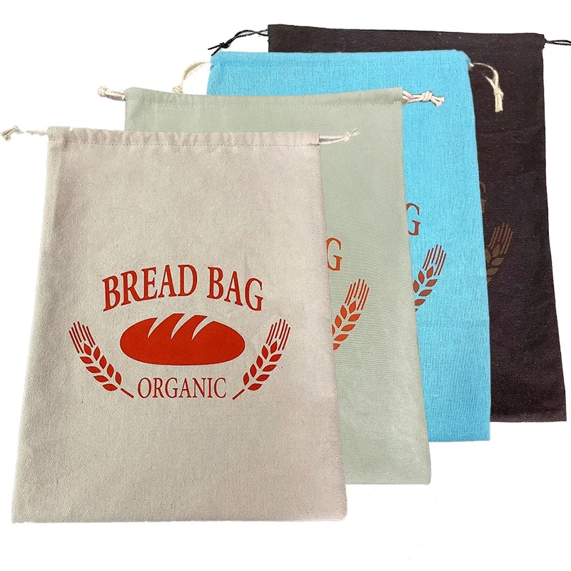 Wholesale Custom Dustproof Bread Loaf Bag Vegetables Fruits Dust Packaging Cotton Muslin Blank Drawstring Pouch Bags