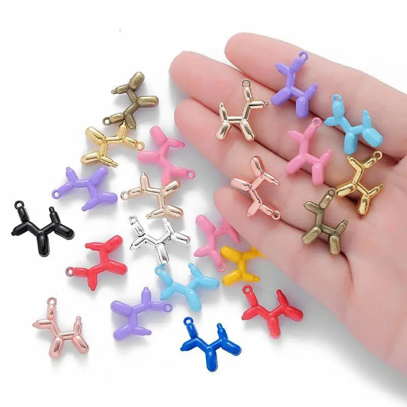 YuenZ 10colors 3D Balloon Dog Spray paint and plating Metal Charms Pendant Earring Bracelet DIY Necklace Jewelry Making W185