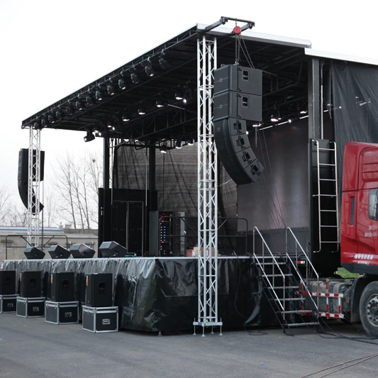 HUAYUAN 13.6m 45ft full hydraulic gospel crusade mobile stage semi-trailer for evangelism