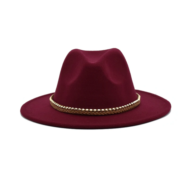 Hot Sale Solid Color High Quality Wide Brim  Unisex  Wool Felt  For  Autumn And Winter Fedora Hat